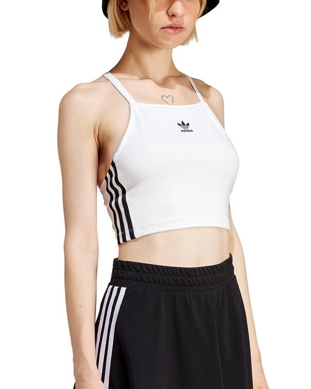 Adidas striped crop top deals