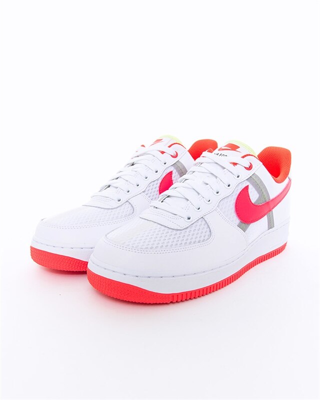  Nike Air Force 1 07 LV8 1 Mens Trainers CI0060 Sneakers Shoes  (UK 8.5 US 9.5 EU 43, White Bright Crimson 102)