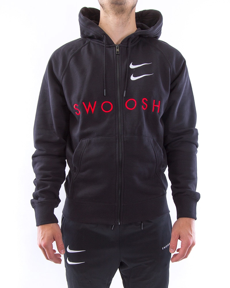 redden Proberen rollen Nike Sportswear Swoosh Hooded Full Zip LS Top | CT7362-010 | Black | Kläder  | Footish